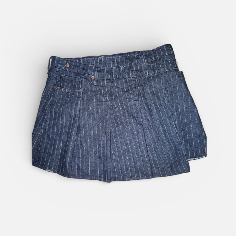 Re/Done Blue Pinstripe Jean Shorts